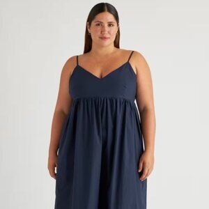 Quince 100% Organic Cotton Poplin Maxi Dress Navy XS NWT #30